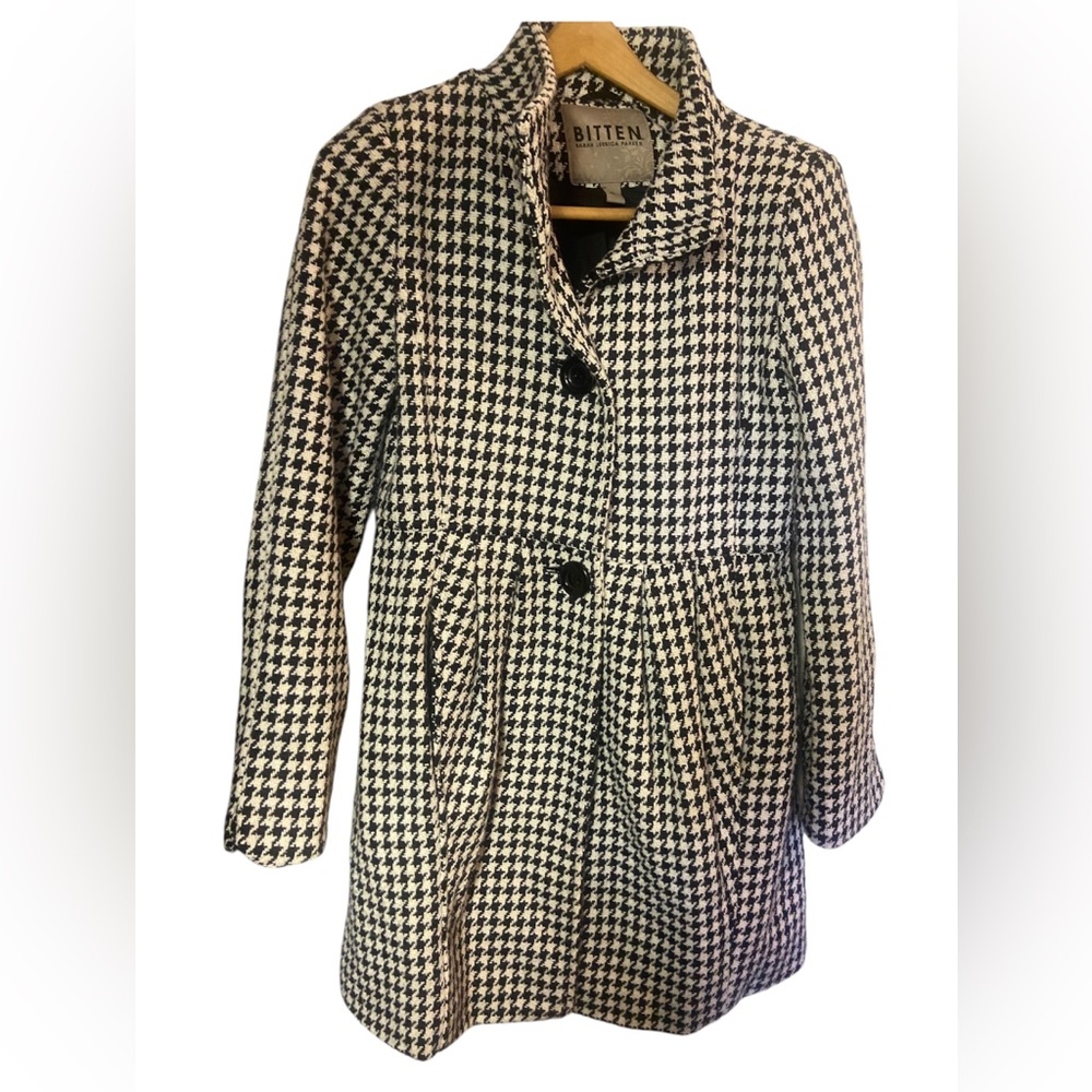 Bitten Sarah Jessica Parker houndstooth peacoat lined jacket ladies medium